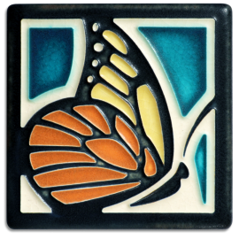 4x4 Butterfly Tile in Turquoise