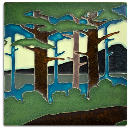 8x8 Pine Landscape Summer Mountain Tile