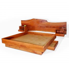 Santa Fe Over-Sized Slab Bed with Night Tables in Cherry