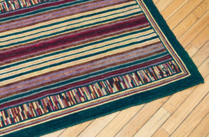 Green & Red Striped Hooked Rug Detail