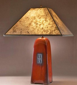 Russet Lamp with Silver Mica Shade