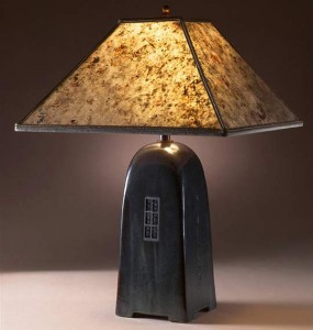 Onyx Lamp with Silver Mica Shade