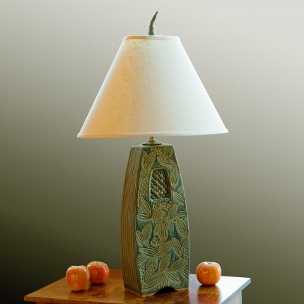 Woven Window Lamp Hand-carved relief in Sage