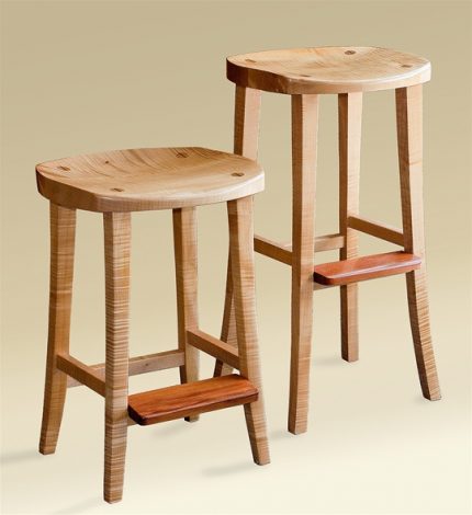 Carved Bar Stool with Footrest