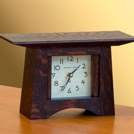 Craftsman Oak Finish Square Face Mantle Clock