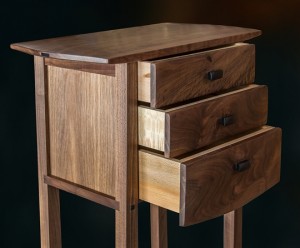 Three Drawer Tall Table open drawer detail