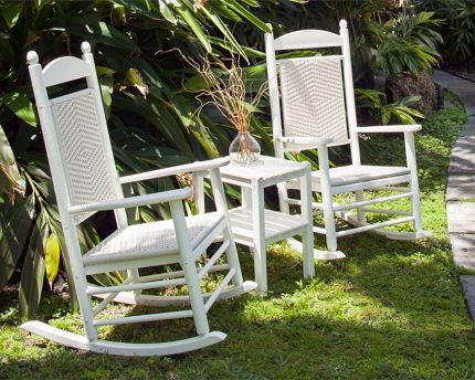 Polywood Jefferson Woven Rocking Chair white pair