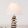 Small Beach Stone Lamp lit