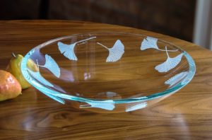 Etched Ginkgo Low Bowl
