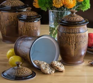 Cookie Jar in Black-Brown & Ash Glaze