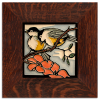 6x6 Spring Chickadees tile in Oak frame