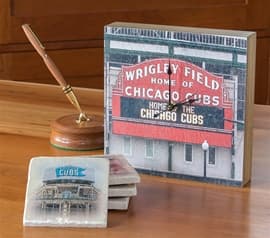Chicago Cubs Clock & Coasters