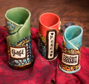 Cylinder Pressed Lace Vases - Grateful, Peace, In all things give thanks