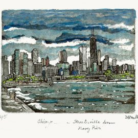 Chicago and Streeterville from Navy Pier Hand Painted