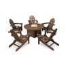 Adirondack Set with Round Fire Pit Table in Teak