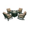 Vineyard Rocking Chair Set with Nautical Fire Pit Table in Green
