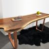Walnut Live-Edge Bench with Copper Legs top view