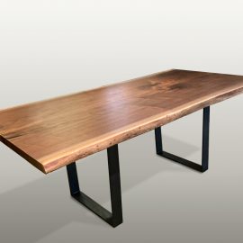 Black Walnut Live Edge Dining Table with Iron Legs