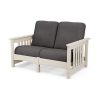 Mission Settee in Sand w Ash Charcoal