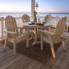 Nautical Trestle Dining Table in Sand w Vineyard Adirondack Dining Chairs