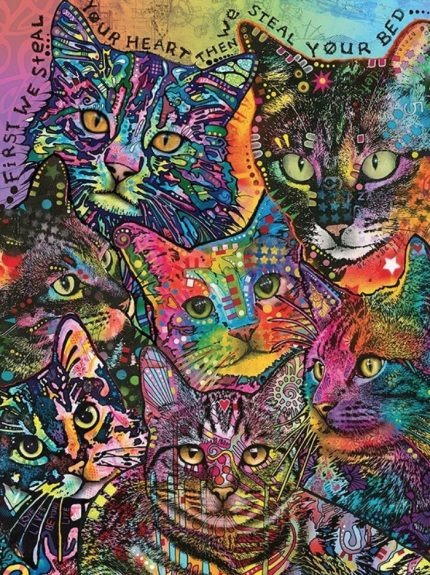 Bed Cats Wooden Jigsaw Puzzle by Dean Russo