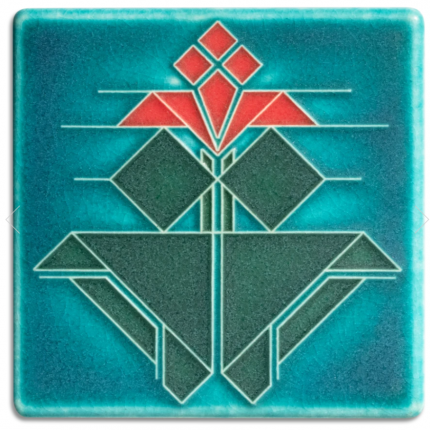 4x4 Avery Tulip Tile in Turquoise