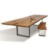 Live-Edge Dining Table with smooth edge & steel base