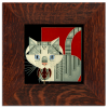 Barn Kitty Red Tile in Craftsman Oak Frame