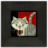 Barn Kitty Red Tile in Ebony Frame