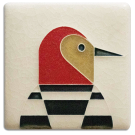 Mini Woodpecker Tile in Cream