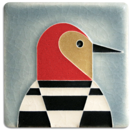 Mini Woodpecker Tile in Storm Blue