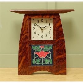 Arts & Crafts 4x4 Tile Clock in Craftsman Oak