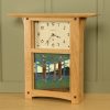 Arts & Crafts 8x8 Tile Wall Clock in Cherry