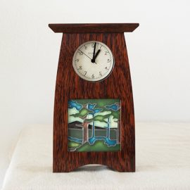 Arts & Crafts Tile Shelf Clock in Craftsman Oak