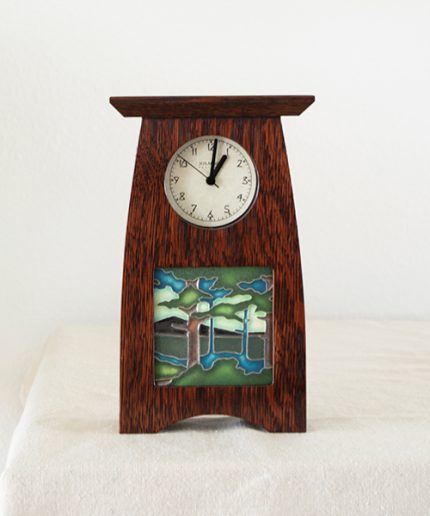 Arts & Crafts Tile Shelf Clock in Craftsman Oak