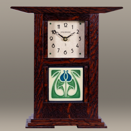 Prairie Style 4x4 Tile Clock in Craftsman Oak