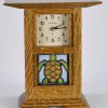 Prairie Style 4x4 Tile Clock in Nut Brown Oak
